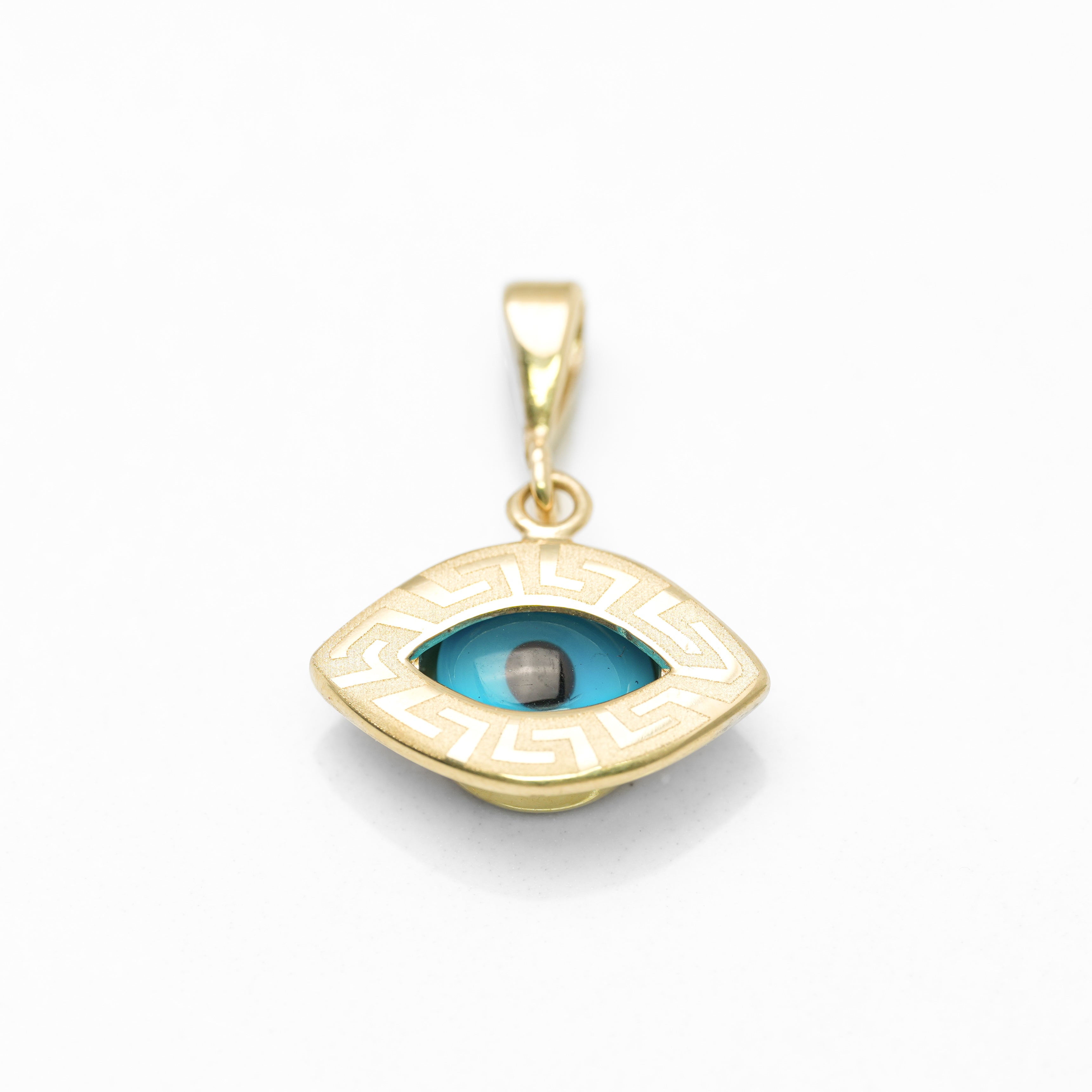 Pendant 10K Yellow Gold Evil Eye with Greek Key Design PEG249