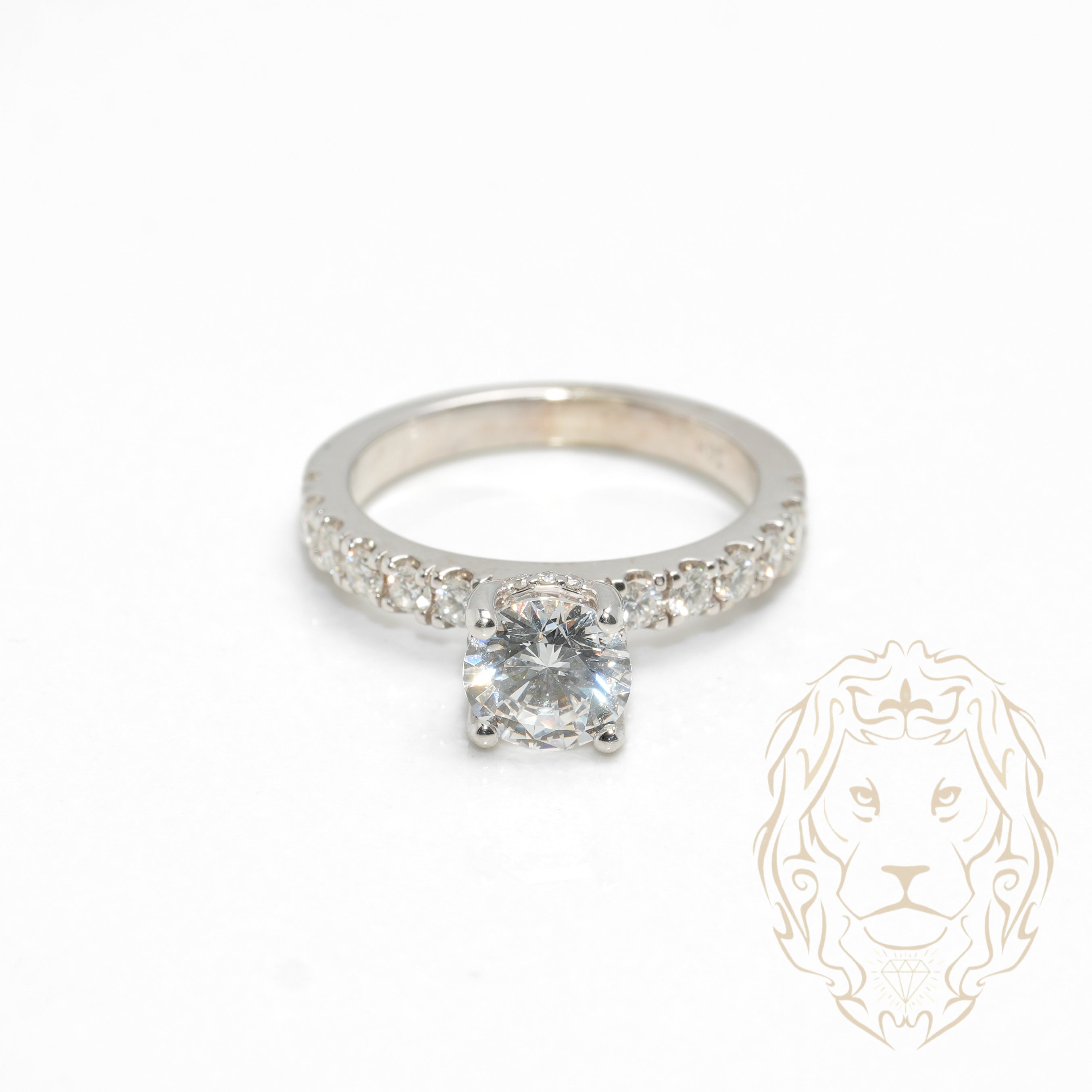 Bague de fiançailles Or 14K blanc halo caché pierre cz coupe