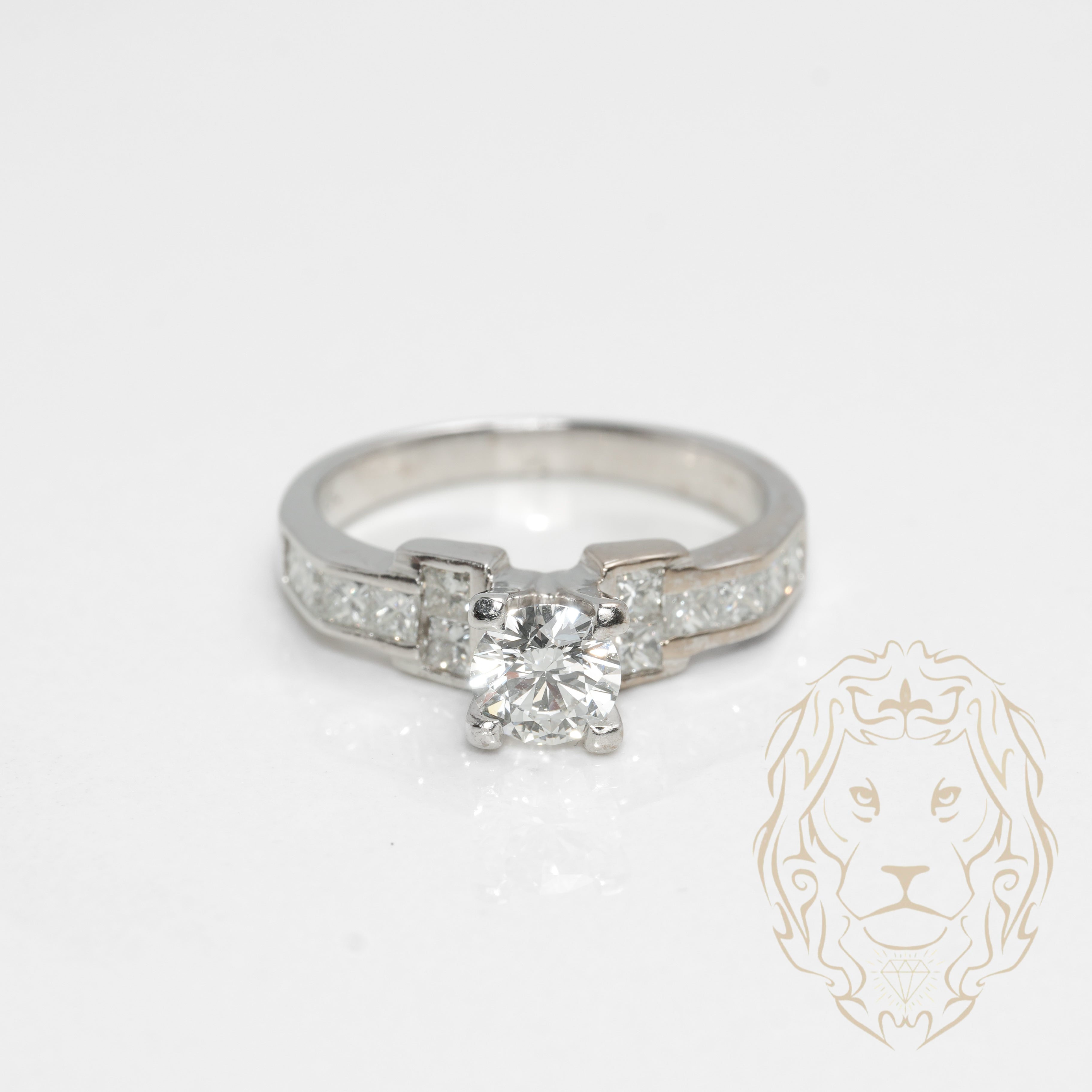 Bague Solitaire Princesse Coupe Platine Plaqué Argent Sterling