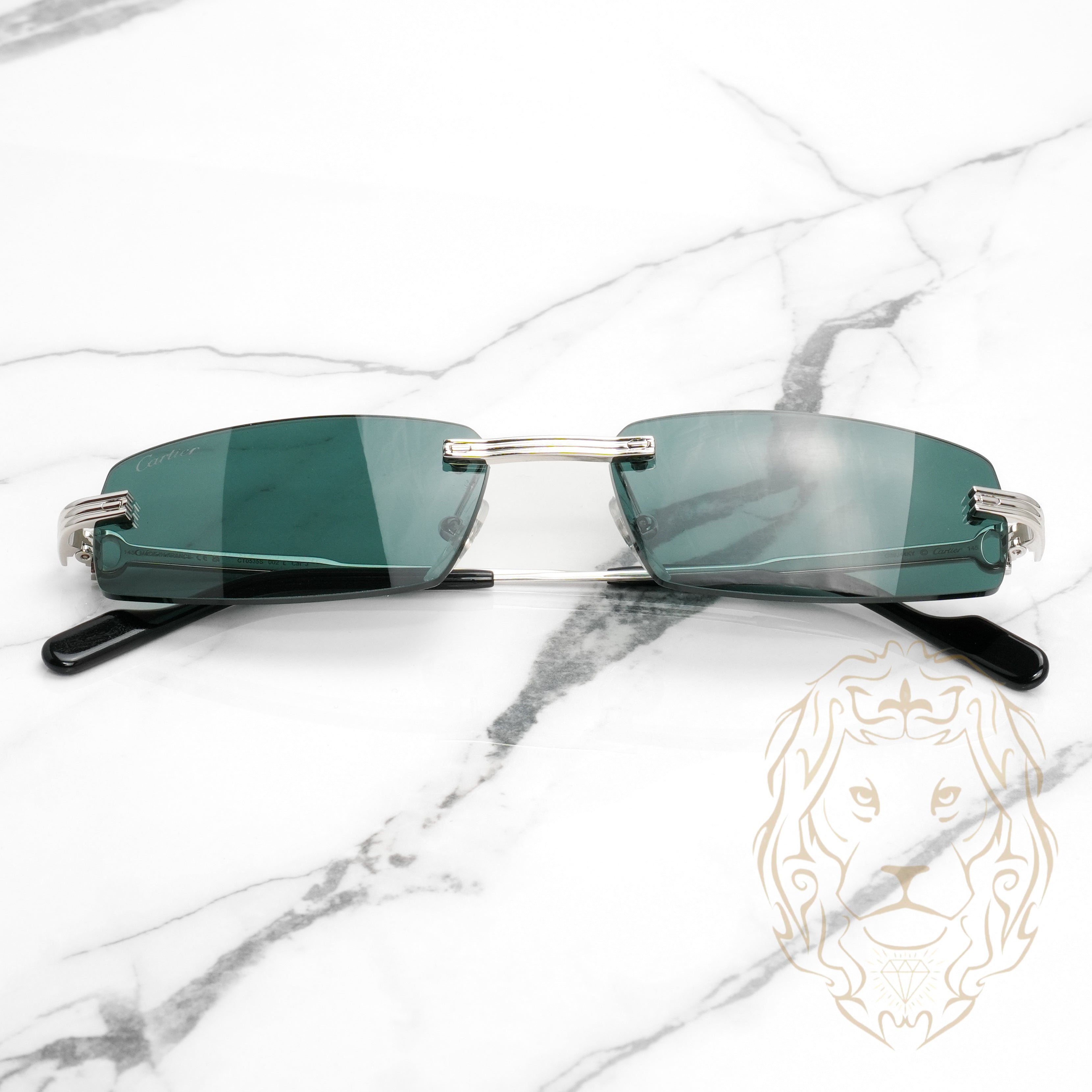 Cartier Glasses - Première de Cartier Silver with Green Lenses