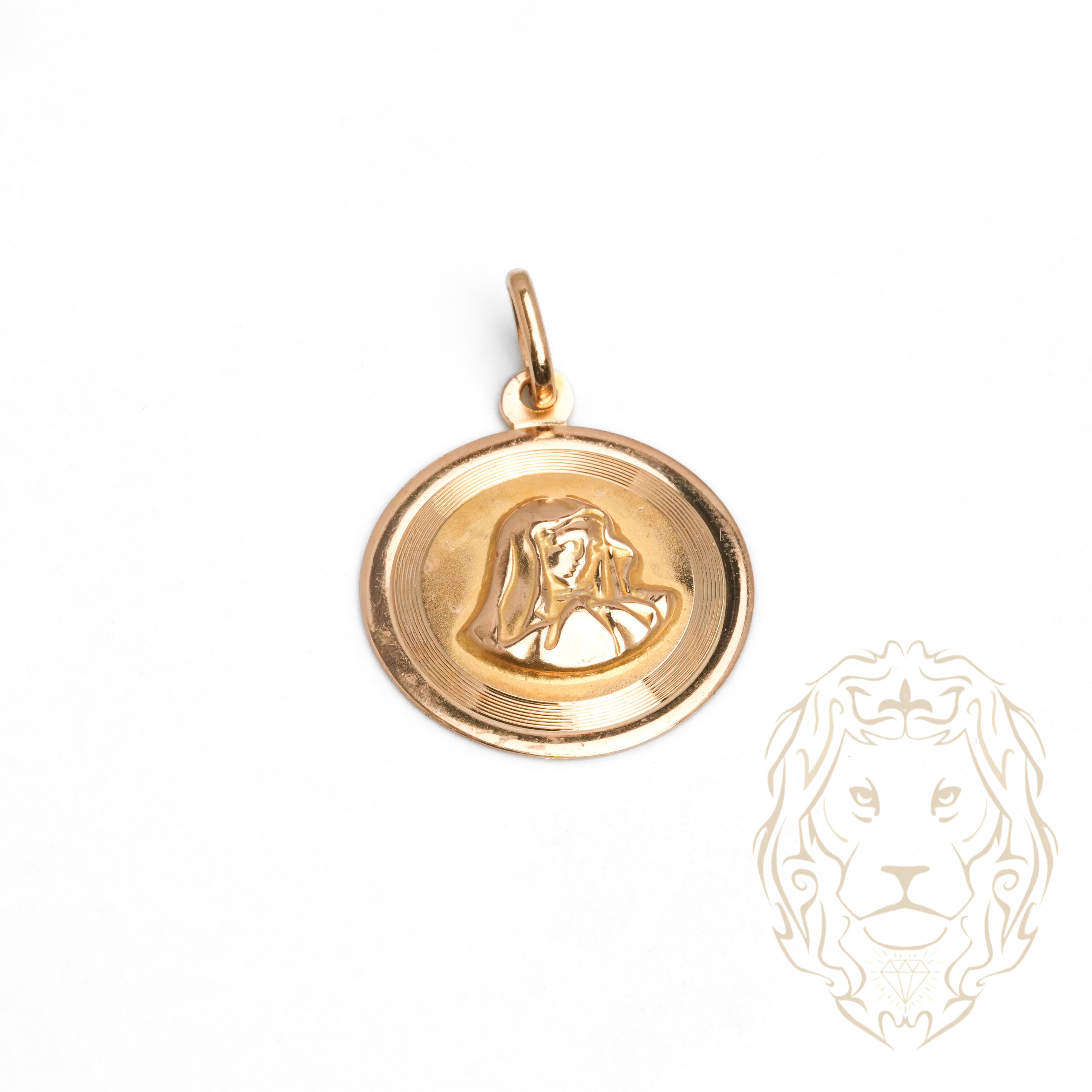 Pendentif Religieux XIXe Siècle En Or Rose 18K - Médaille Sainte Vierge émaillée - Occasion TB