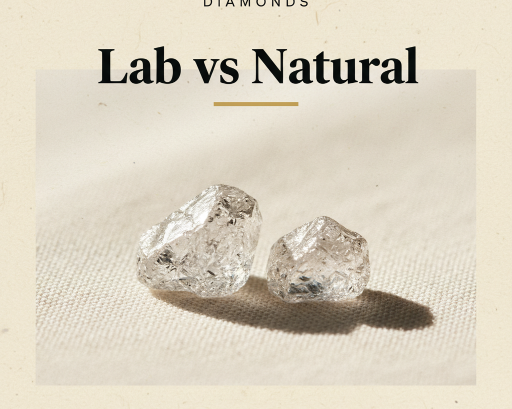 Bijouterie Jamil — Lab vs Natural — editorial poster