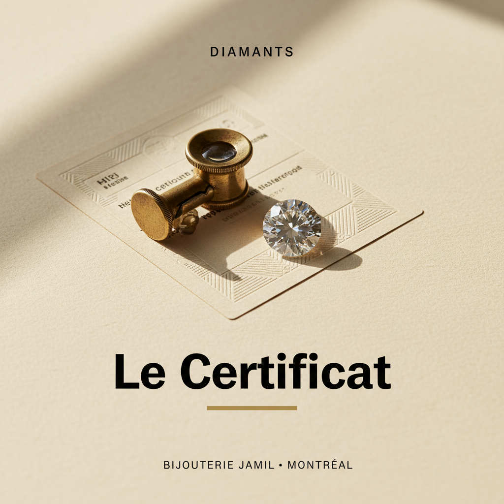 Bijouterie Jamil — Le Certificat — affiche editoriale