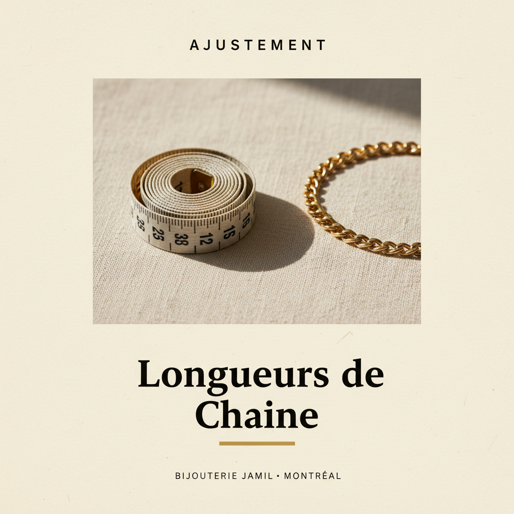 Bijouterie Jamil — Longueurs de Chaine — affiche editoriale