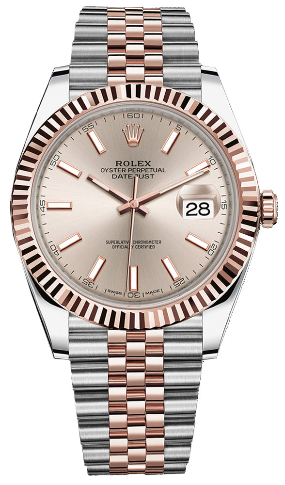 Rolex Datejust 41 mm 126331 – Everose Rolesor, Cadran Sundust, Lunette Cannelée, Bracelet Jubilee – 2025