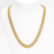 Chain - 10K Gold two-tone yellow & white links cuban cut diamond 10.5mm - CHG143