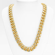 Chain - 10K two-tone yellow & white gold 14mm diamond cut cuban links - CHG146