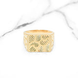 Bague - Or 10K jaune nugget coupe diamant - RIG394