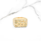 Bague - Or 10K jaune nugget coupe diamant - RIG398