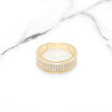 Bague - Or 10K deux tons jaune & blanc semi-éternité pavé cz - RIG404