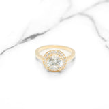Bague - Or 10K jaune pierre coupe brillant cz avec monture halo - RIG409