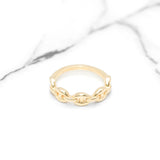 Bague - Or 10K jaune maillons ancre poli - RIG412