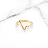 Bague - Or 10K jaune heartbeat poli - RIG413