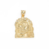 Pendant - 10K Yellow Gold Jesus Head with Cz Pavement - PEG170