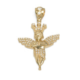 Pendant - 10K Yellow Gold Angel with Cz Pave Crown - PEG172