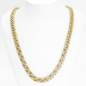 Chain - 10K Yellow Gold Cuban links monaco paved cz 9.5mm - CHG166