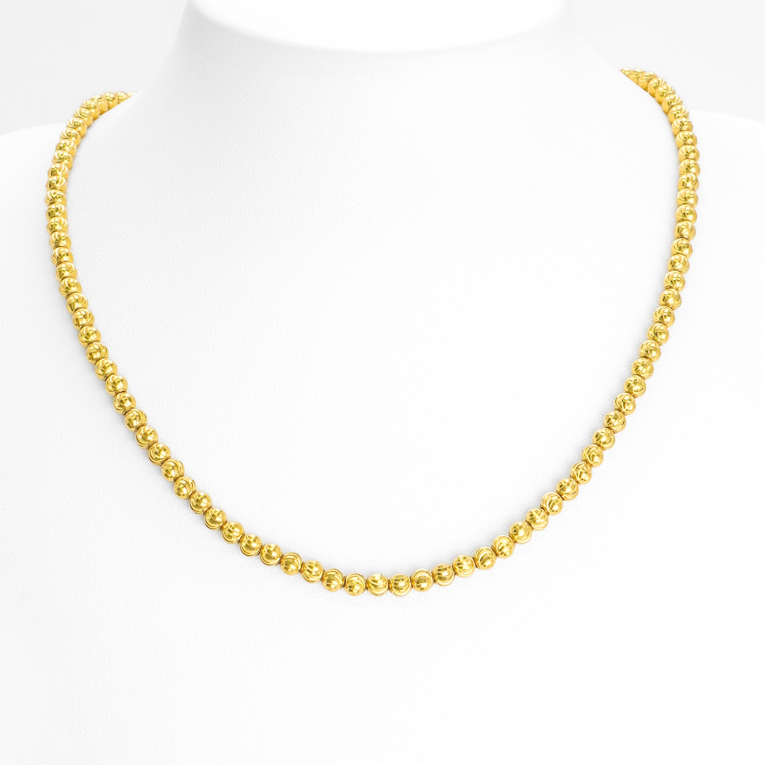 Chain - 10K yellow gold 4mm solid moon cut beads - CHG169