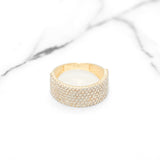 Bague - Or 10K jaune semi-éternité large pavé cz - RIG428