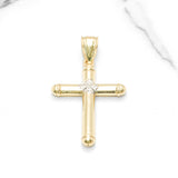 Pendant - 10K two-tone yellow & white gold diamond cross - PEG300