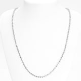 Chain - 10K white gold 3mm solid brilliant cut beads - CHG173