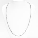 Chain - 10K white gold 3.5mm solid brilliant cut beads - CHG174