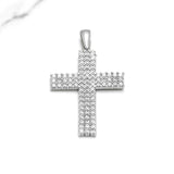 Pendant - 10K white gold cross pave cz - PEG266