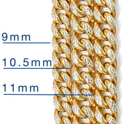 Chain - 10K Gold two-tone yellow & white links cuban cut diamond 9mm - CHG142