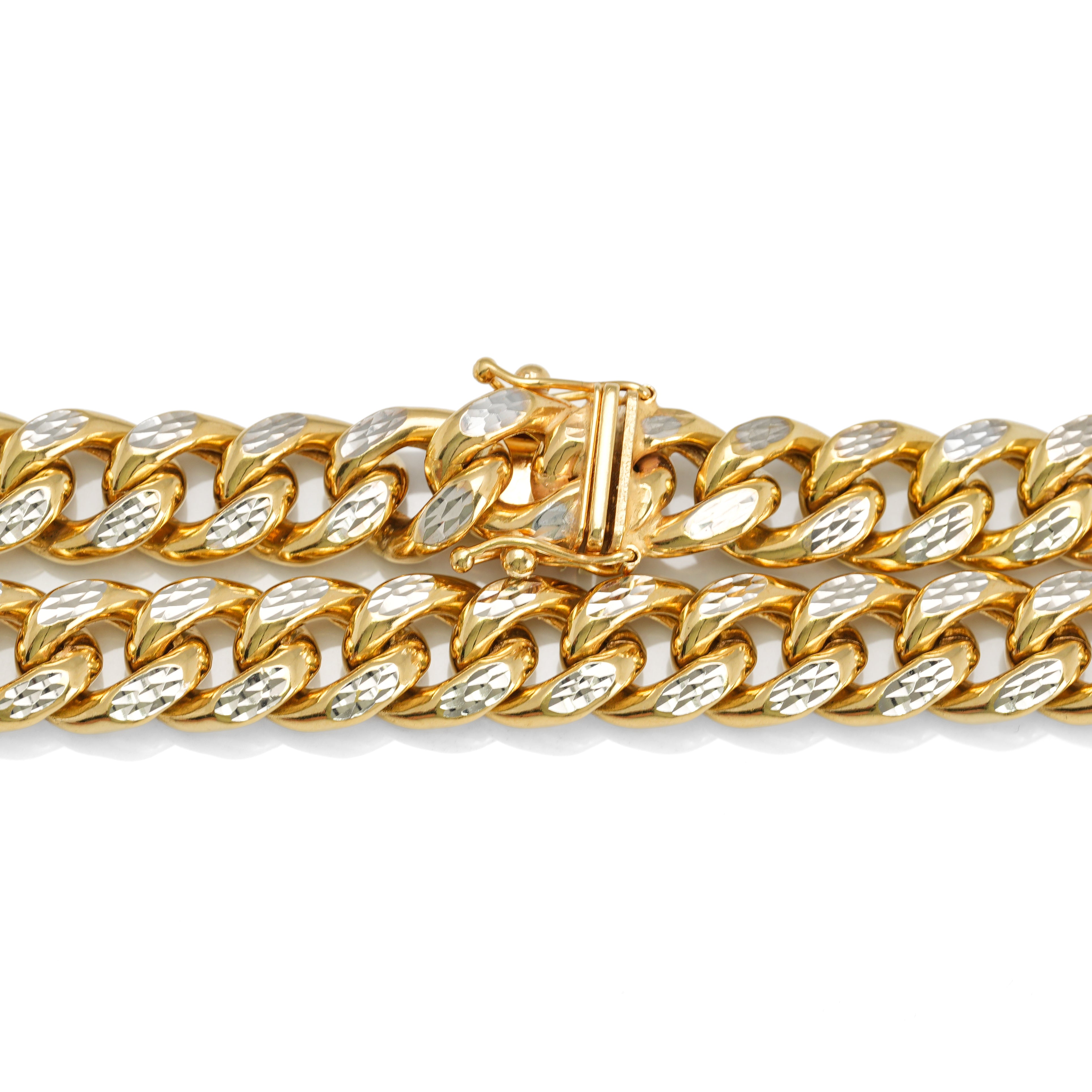 Chain - 10K Gold two-tone yellow & white links cuban cut diamond 9mm - CHG142