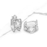 Huggies - Or 10K blanc pavé cz & découpe de trèfle - BOG303
