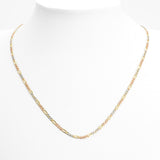 Chain - 10K Gold tricolor yellow, white & pink solid figaro links 2mm - CHG200