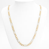 Chain - 10K Gold two-tone yellow & white figaro links solid diamond cut 5mm 30" - CHG212