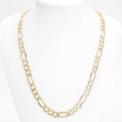 Chain - 10K two-tone yellow & white gold 8mm diamond-cut figaro links - CHG217