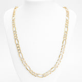Chaîne - Or 10K deux tons jaune & blanc figaro coupe diamant 8.5mm 26" - CHG218