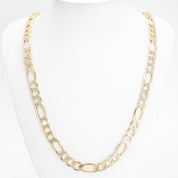 Chain - 10K Gold two-tone yellow & white figaro links diamond cut 9.5mm - CHG219