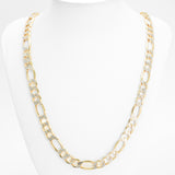 Chaîne - Or 10K deux tons jaune & blanc figaro coupe diamant 9.5mm - CHG219