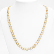 Chain - 10K Gold two-tone yellow & white curb links diamond cut 8mm - CHG228
