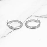Hoops - Or 10K blanc coupe diamant - BOG332