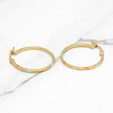Hoops - Or 10K tricolore jaune, blanc & rose coupe diamant - BOG338