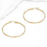 Hoops - Or 10K tricolore jaune, blanc & rose coupe diamant - BOG349