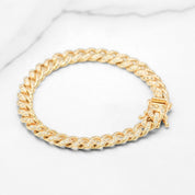 Bracelet - 10K Gold Cuban Solid Cz Pave 7.5" - BRG251