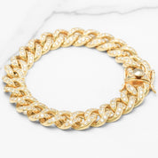 Bracelet - 10K Gold Cuban Solid Cz Pave 8.5" - BRG253
