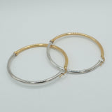 Hoops - Or 10K deux tons jaune & blanc poli 3mm X 50mm - BOG014