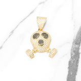Pendant - 10K yellow gold gas mask paved with natural diamonds - PEGD002