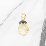 Pendant - 10K yellow gold boxing glove paved with natural diamonds - PEGD003