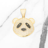 Pendant - 10K yellow gold panda head paved with natural diamonds - PEGD004