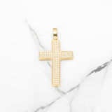 Pendant - 10K yellow gold cross paved with natural diamonds - PEGD006