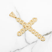 Pendant - 10K Yellow Gold Cuban cross links paved with natural diamonds - PEGD007