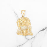 Pendant - 10K yellow gold Jesus head paved with natural diamonds - PEGD008