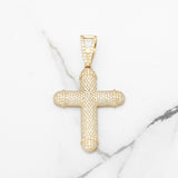 Pendant - 10K yellow gold cross paved with natural diamonds - PEGD009