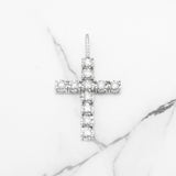 Pendant - 10K white gold cross illusion in natural diamonds - PEGD010